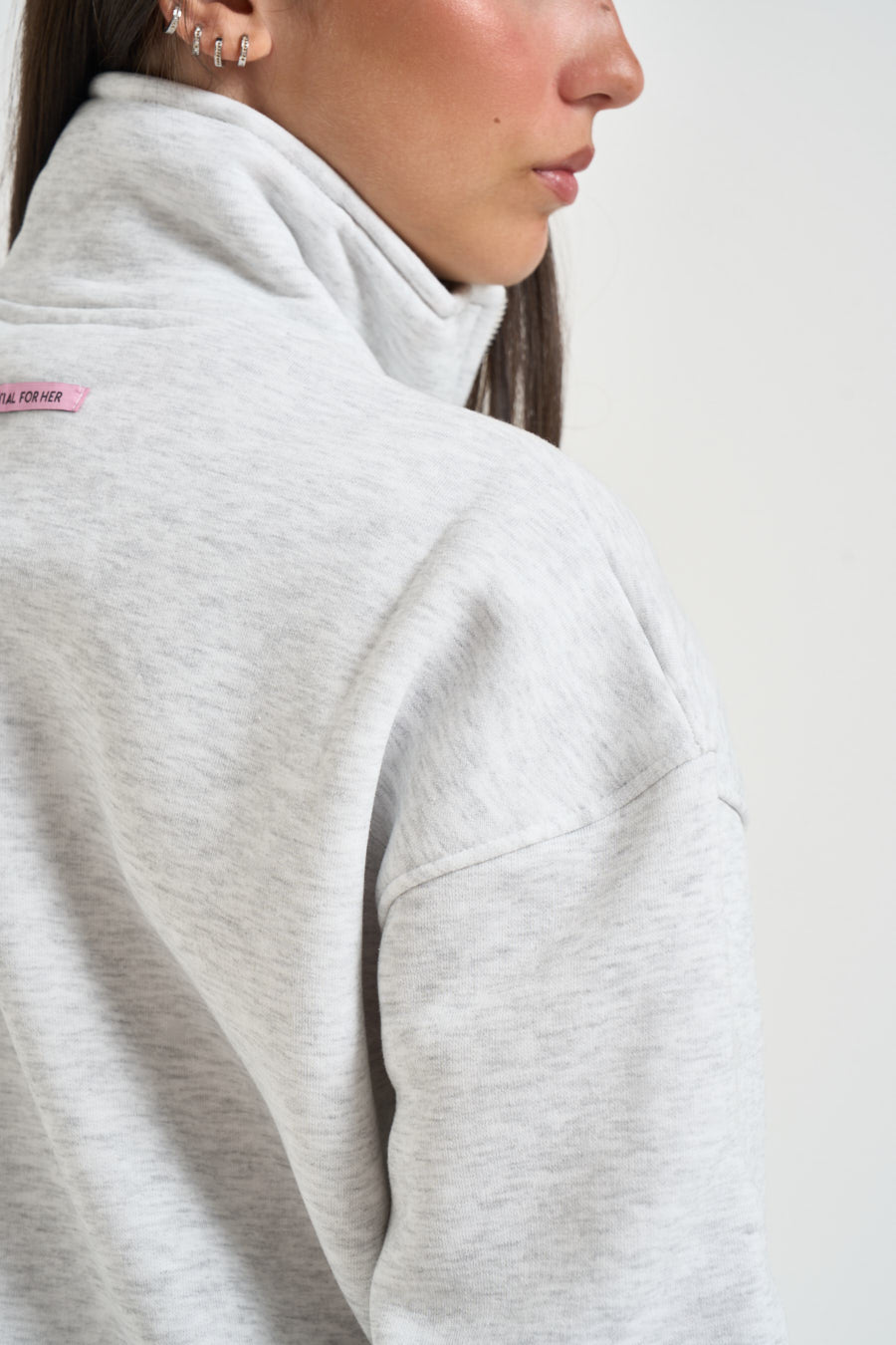 Felpa donna con collo alto grigio chiaro DEBBY GRIGIO NK SUPERCULTURE* 