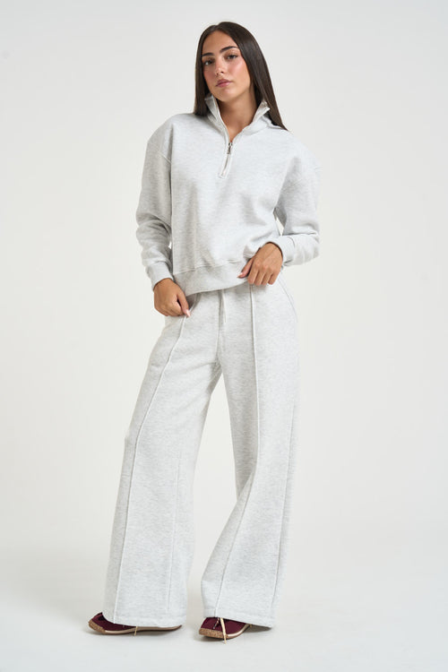 Felpa donna con collo alto grigio chiaro - 1