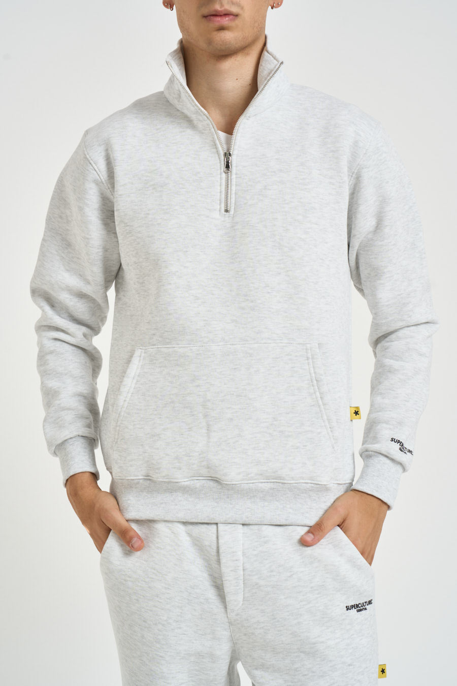 Felpa uomo mezza zip grigio mèlange FOLK GRIGIO NK SUPERCULTURE* 