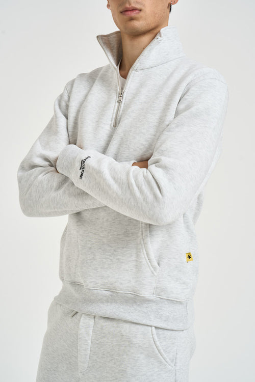 Felpa uomo mezza zip grigio mèlange - 2