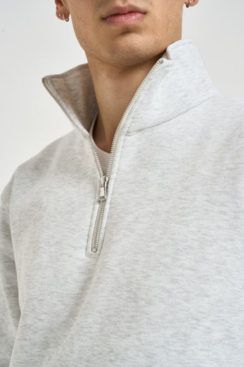 Felpa uomo mezza zip grigio mèlange - 3