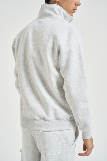 Felpa uomo mezza zip grigio mèlange - 5
