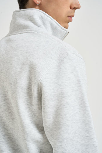 Felpa uomo mezza zip grigio mèlange - 6