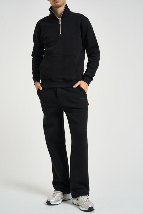 Felpa uomo mezza zip nera - 1