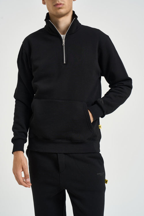 Felpa uomo mezza zip nera - 2