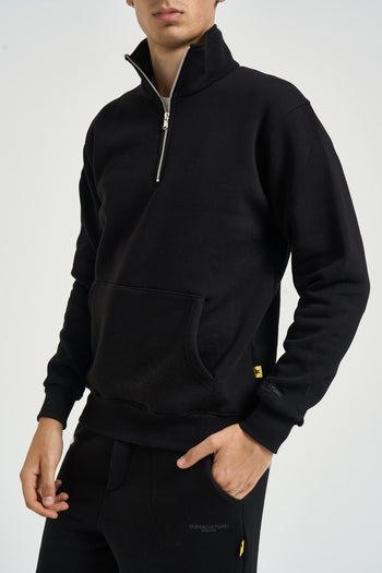Felpa uomo mezza zip nera - 4
