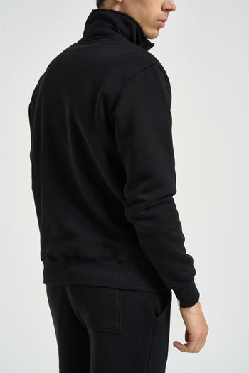 Felpa uomo mezza zip nera - 5