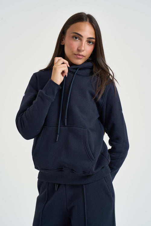 Felpa donna con cappuccio blu navy - 2