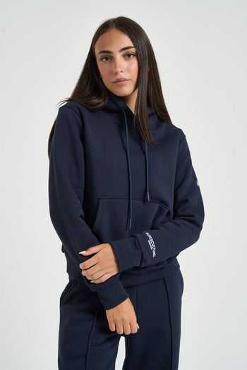 Felpa donna con cappuccio blu navy - 4