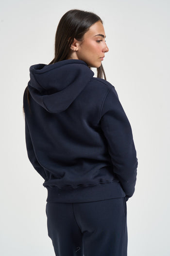 Felpa donna con cappuccio blu navy - 5