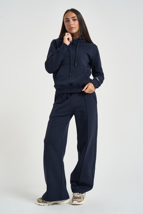 Felpa donna con cappuccio blu navy - 1