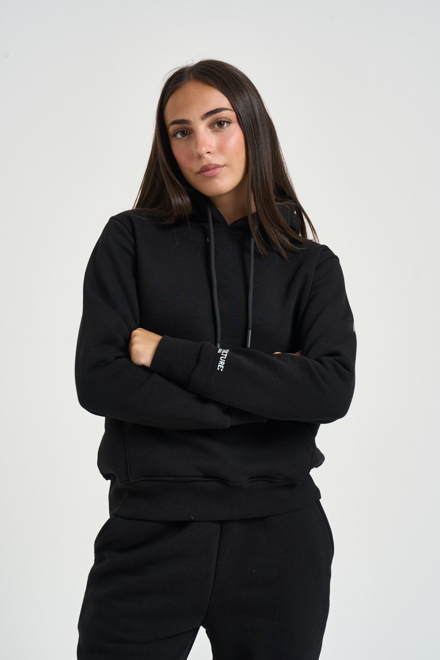 Felpa donna con cappuccio nera GRETA Z NERO SUPERCULTURE* 