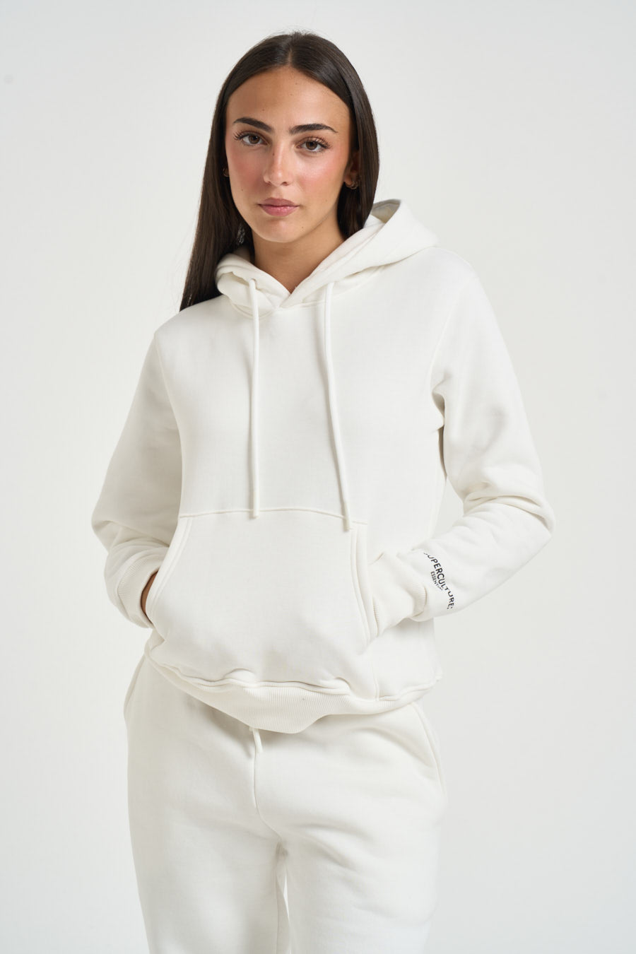 Felpa donna con cappuccio bianca GRETA Z OFF WHITE SUPERCULTURE* 