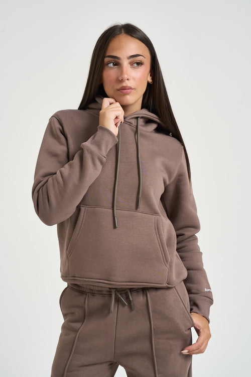 Felpa donna con cappuccio fango - 2