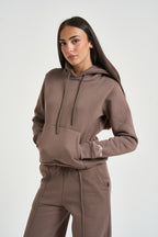 Felpa donna con cappuccio fango GRETA Z TORTORA SUPERCULTURE* 