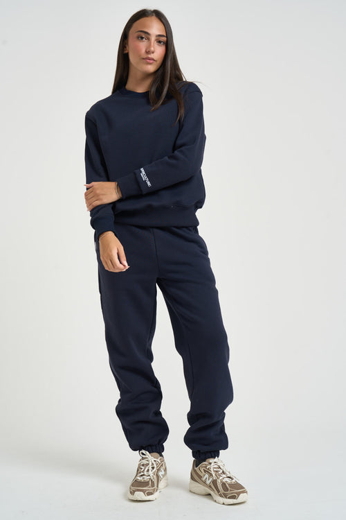 Felpa donna girocollo blu navy - 1
