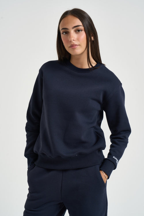Felpa donna girocollo blu navy - 2