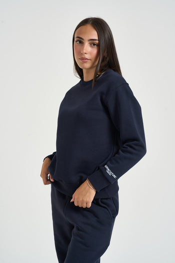 Felpa donna girocollo blu navy - 3