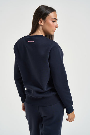 Felpa donna girocollo blu navy - 5