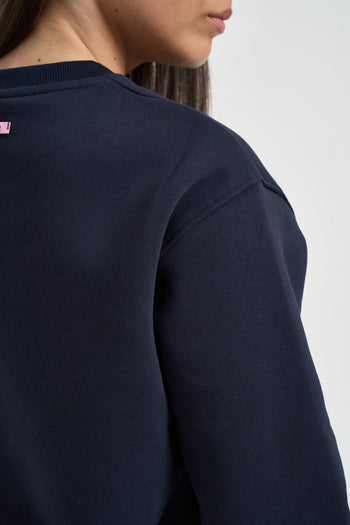 Felpa donna girocollo blu navy - 6