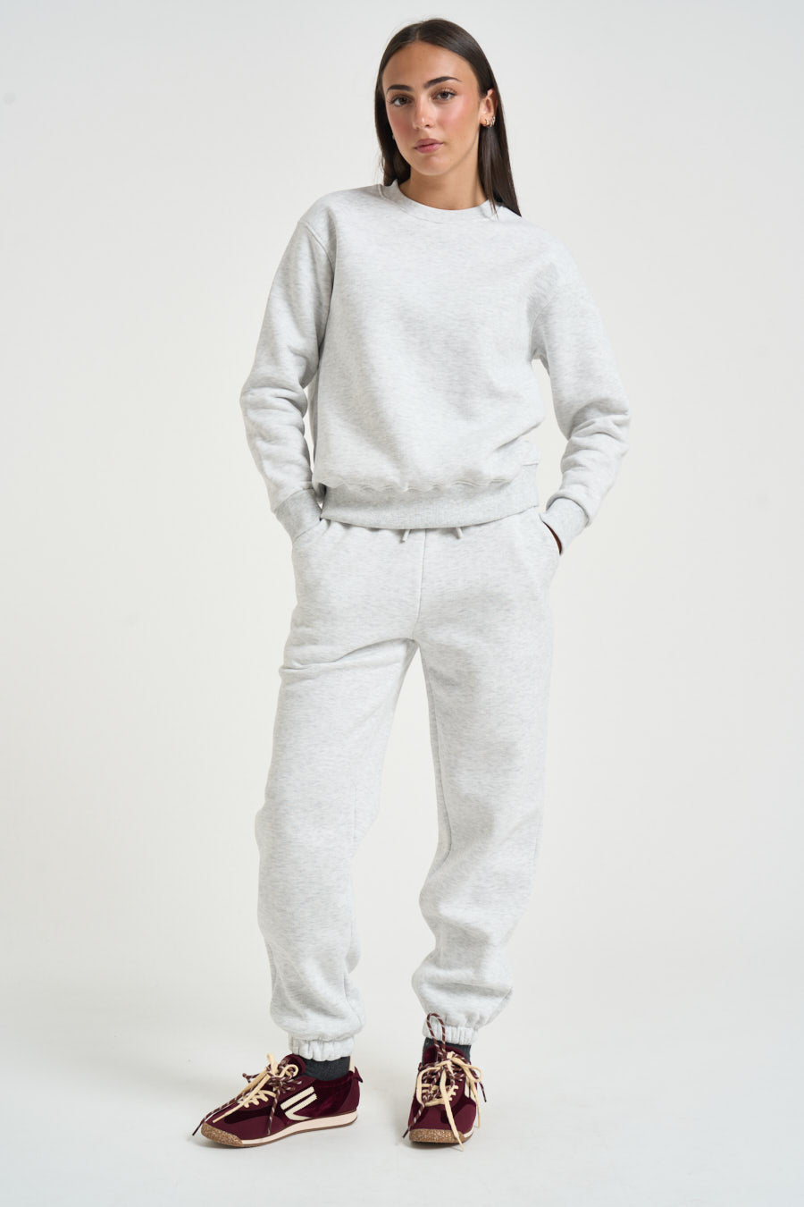 Felpa donna girocollo grigio chiaro NINAZ GRIGIO NK SUPERCULTURE* 