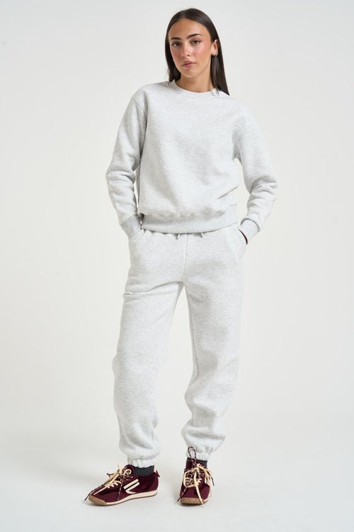 Felpa donna girocollo grigio chiaro - 1