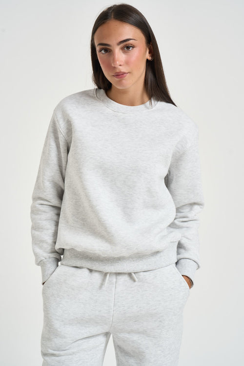 Felpa donna girocollo grigio chiaro - 2