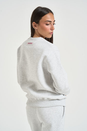 Felpa donna girocollo grigio chiaro - 4