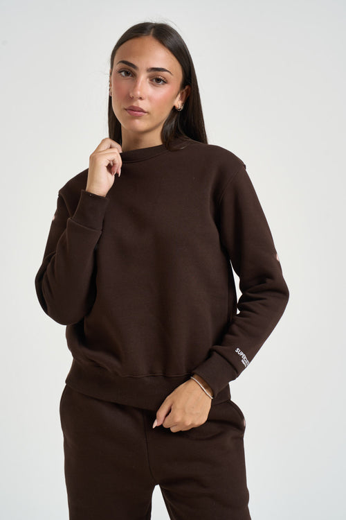 Felpa donna girocollo marrone - 2