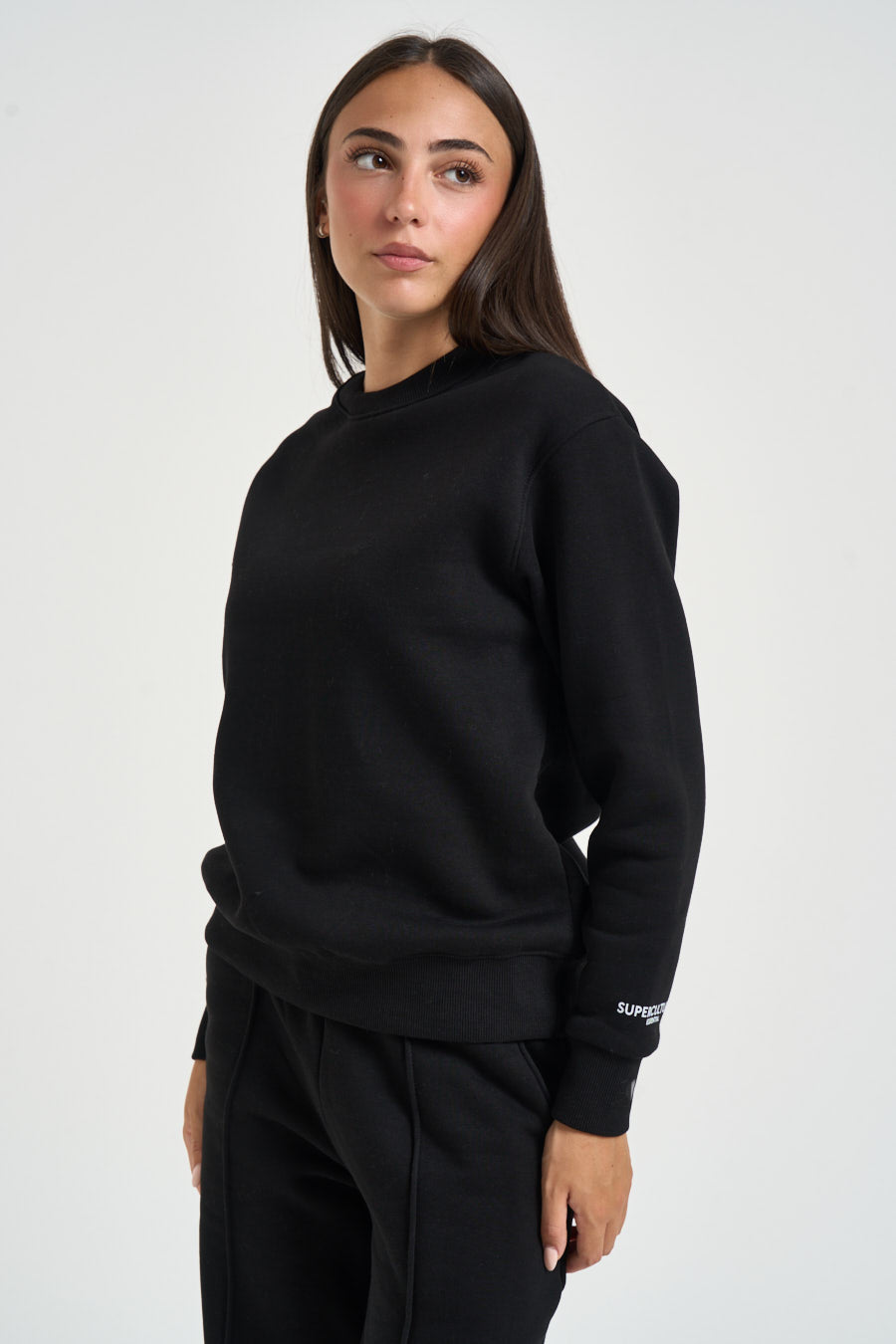 Felpa donna girocollo nera NINAZ NERO SUPERCULTURE* 