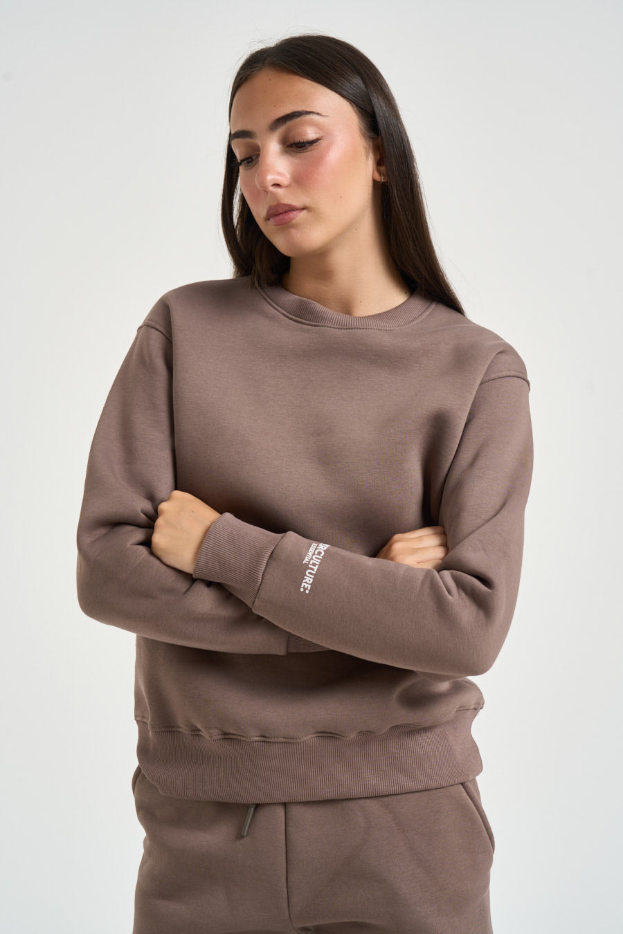 Felpa donna girocollo fango NINAZ TORTORA SUPERCULTURE* 