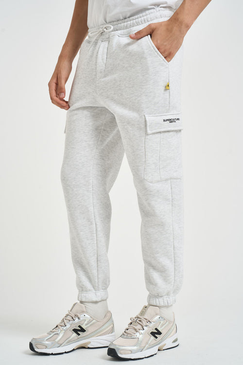 Pantalone uomo tuta jogger con tasche grigio - 2