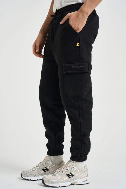 Pantalone uomo tuta jogger con tasche nero - 2