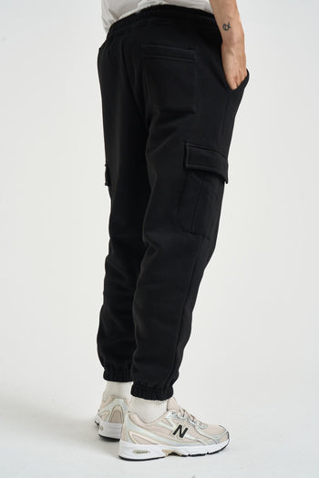 Pantalone uomo tuta jogger con tasche nero - 4