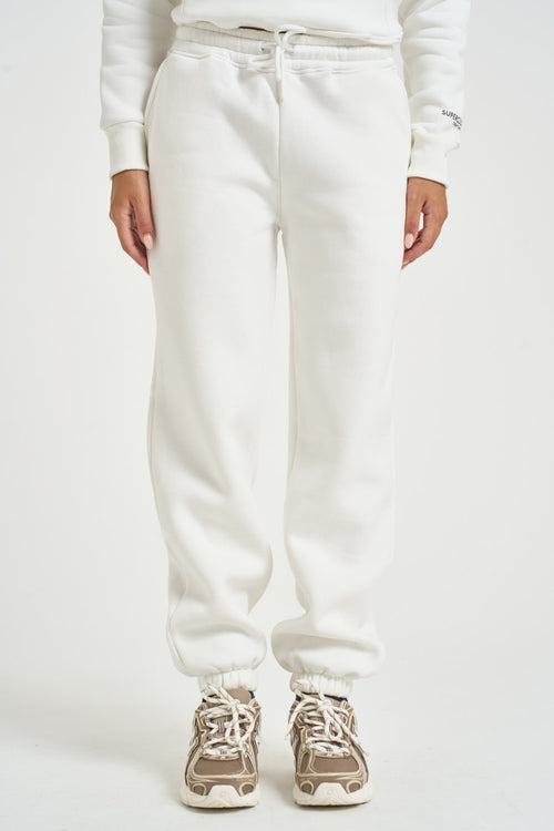 Pantalone donna jogger con elastico alla caviglia bianco - 1