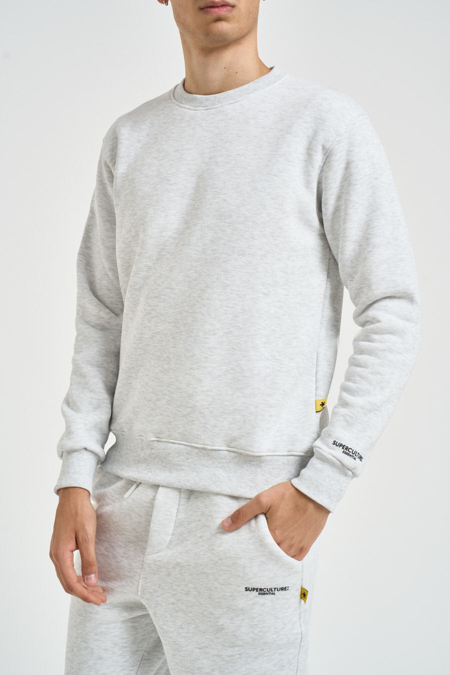 Felpa uomo a girocollo grigio mèlange TEDDYZ GRIGIO NK SUPERCULTURE* 