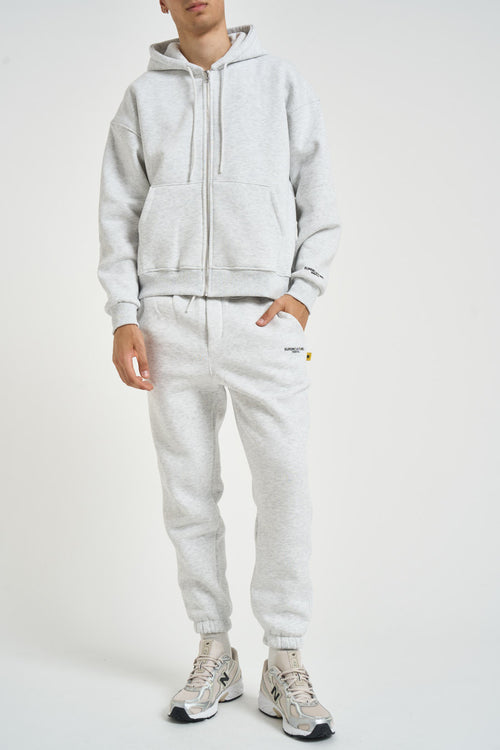 Felpa uomo con zip grigio mèlange - 1