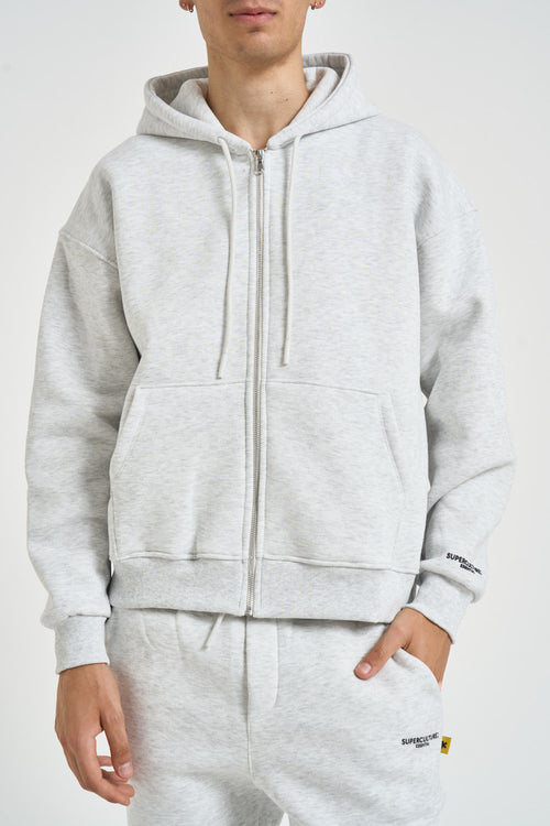 Felpa uomo con zip grigio mèlange - 2