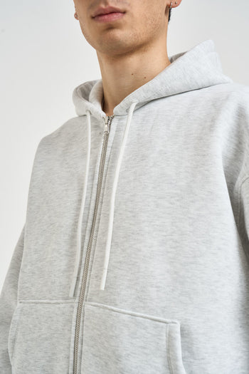 Felpa uomo con zip grigio mèlange - 4