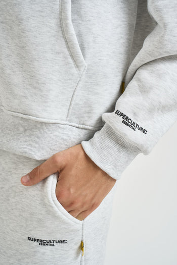 Felpa uomo con zip grigio mèlange - 5