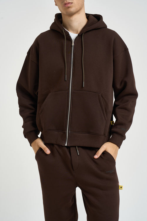 Felpa uomo con zip marrone - 2