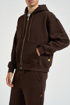 Felpa uomo con zip marrone TRAVIS MORO SUPERCULTURE* 