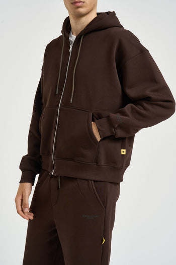 Felpa uomo con zip marrone - 3