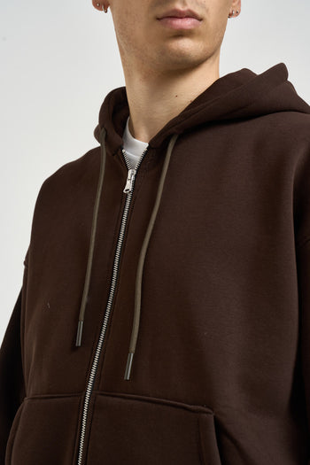 Felpa uomo con zip marrone - 4