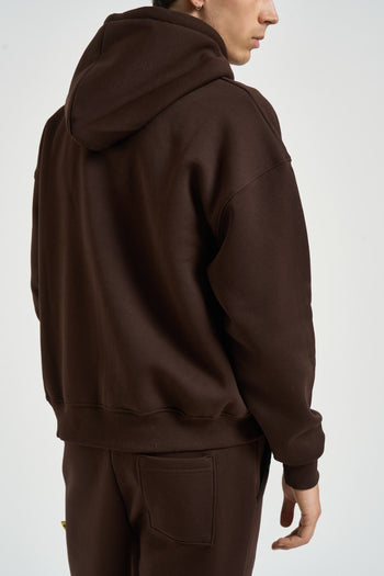 Felpa uomo con zip marrone - 5