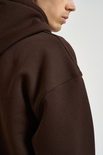 Felpa uomo con zip marrone - 6