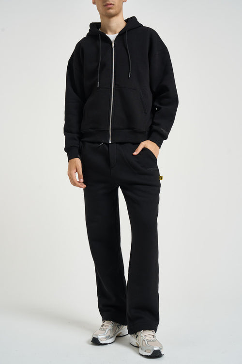 Felpa uomo con zip nera - 1