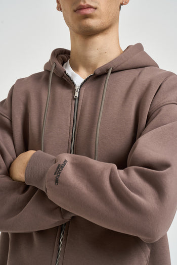 Felpa uomo con zip taupe - 3