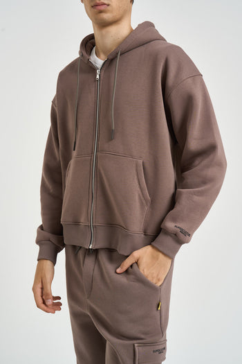 Felpa uomo con zip taupe - 4