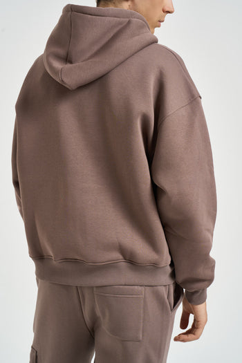 Felpa uomo con zip taupe - 5